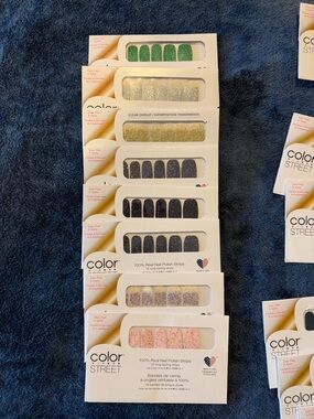 Color Street Glitter Nail Strips - Green, Gold, Black, Pink